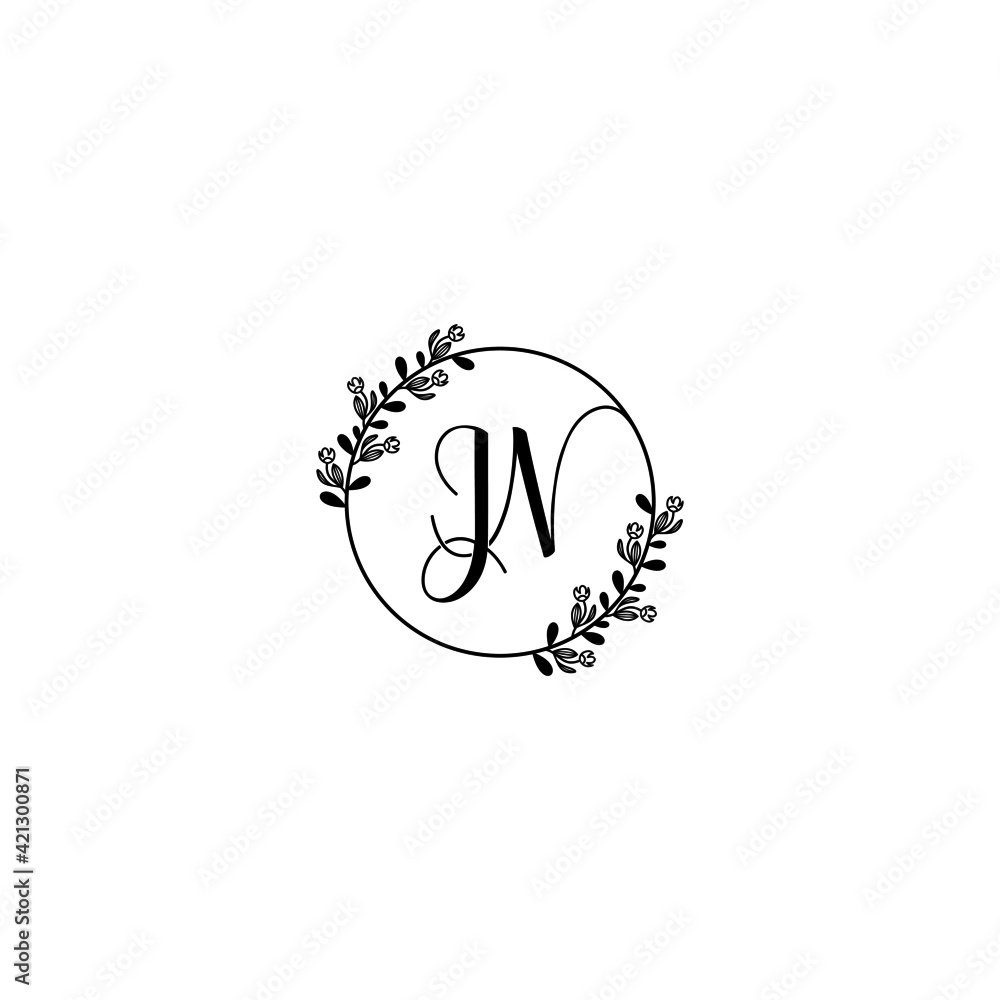 JN initial letters Wedding monogram logos, hand drawn modern minimalistic and frame floral templates JN initial letters Wedding monogram logos, hand drawn modern minimalistic and frame floral templates