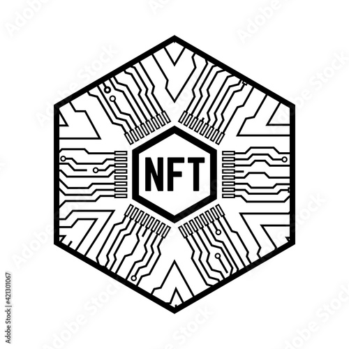 NFT non fungible token. Black and white