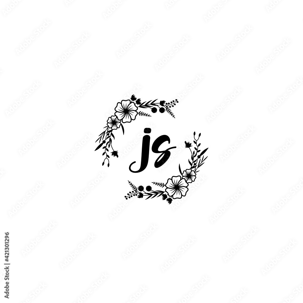 JS initial letters Wedding monogram logos, hand drawn modern minimalistic and frame floral templates JS initial letters Wedding monogram logos, hand drawn modern minimalistic and frame floral templates