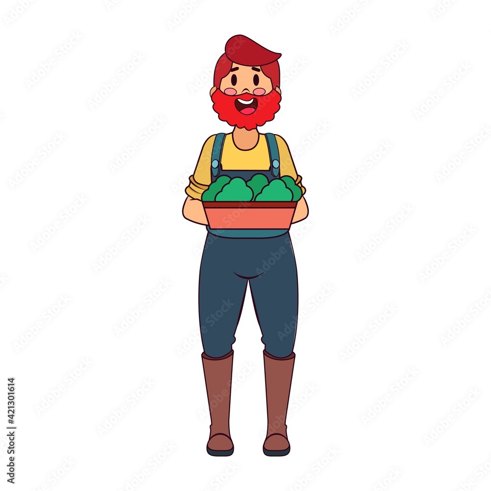 Isolated man with a pot plant - Vector Isolated man with a pot plant - Vector
