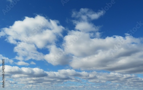 Canvas Print Panoramic view of blue sky and fluffy clouds