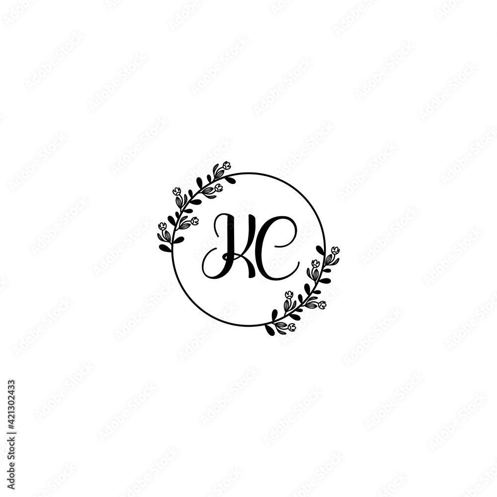 KC initial letters Wedding monogram logos, hand drawn modern minimalistic and frame floral templates KC initial letters Wedding monogram logos, hand drawn modern minimalistic and frame floral templates