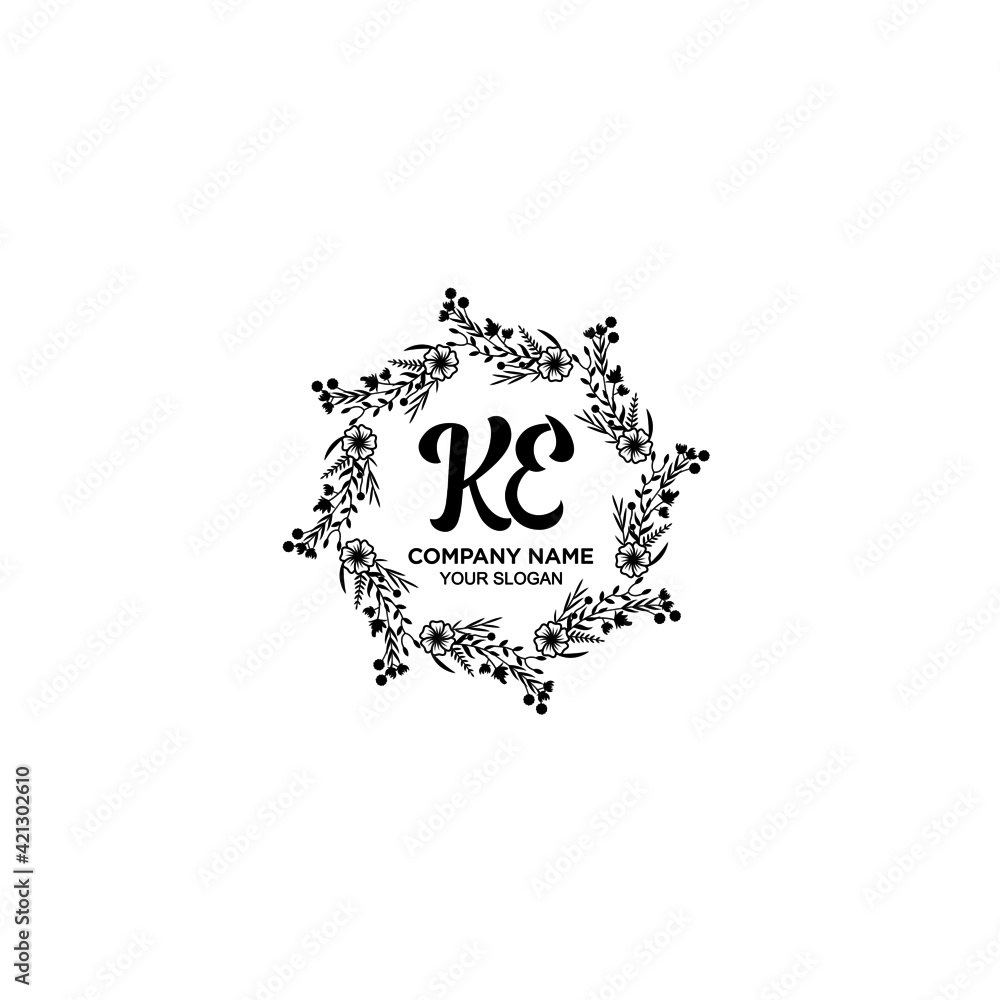 KE initial letters Wedding monogram logos, hand drawn modern minimalistic and frame floral templates KE initial letters Wedding monogram logos, hand drawn modern minimalistic and frame floral templates