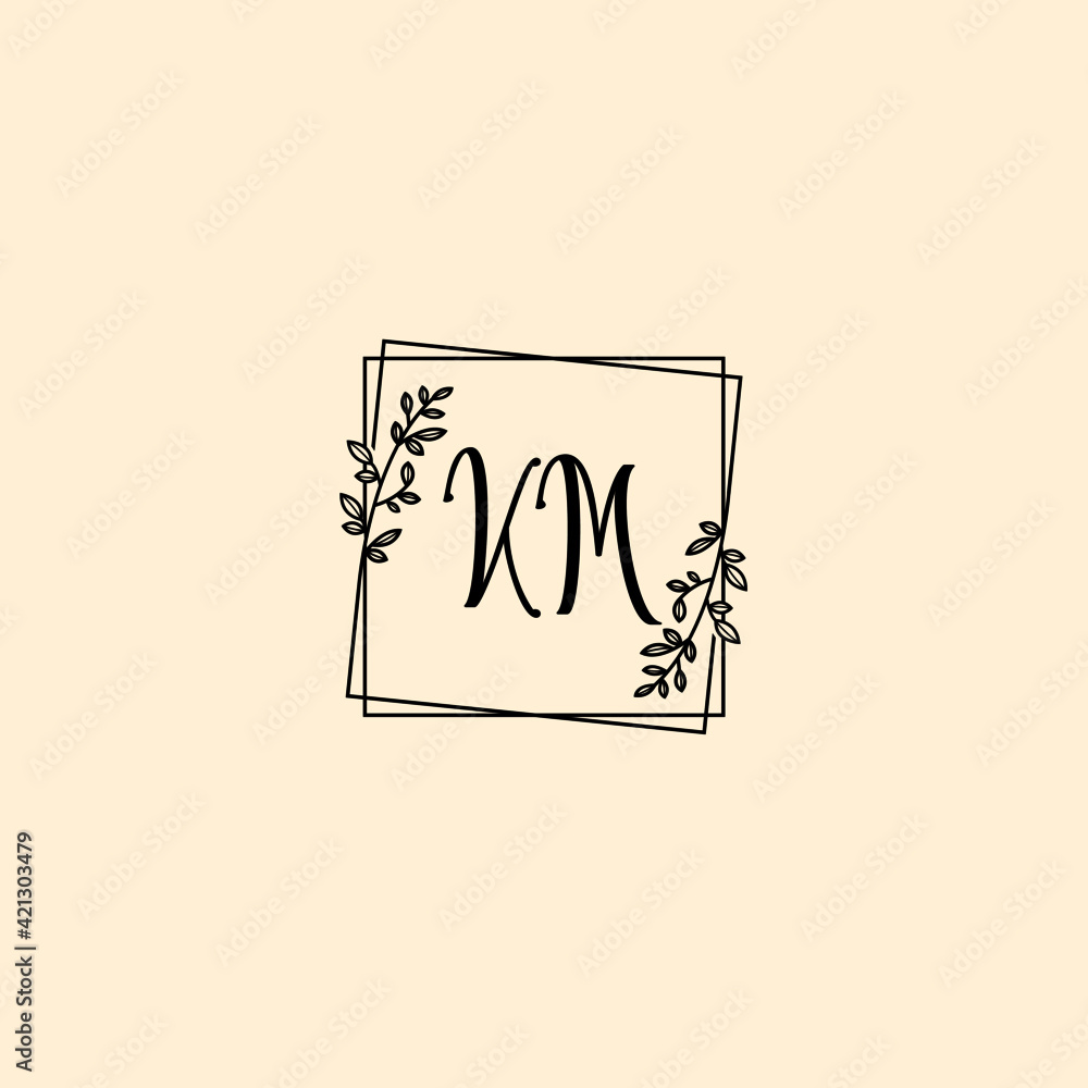 KM initial letters Wedding monogram logos, hand drawn modern minimalistic and frame floral templates KM initial letters Wedding monogram logos, hand drawn modern minimalistic and frame floral templates
