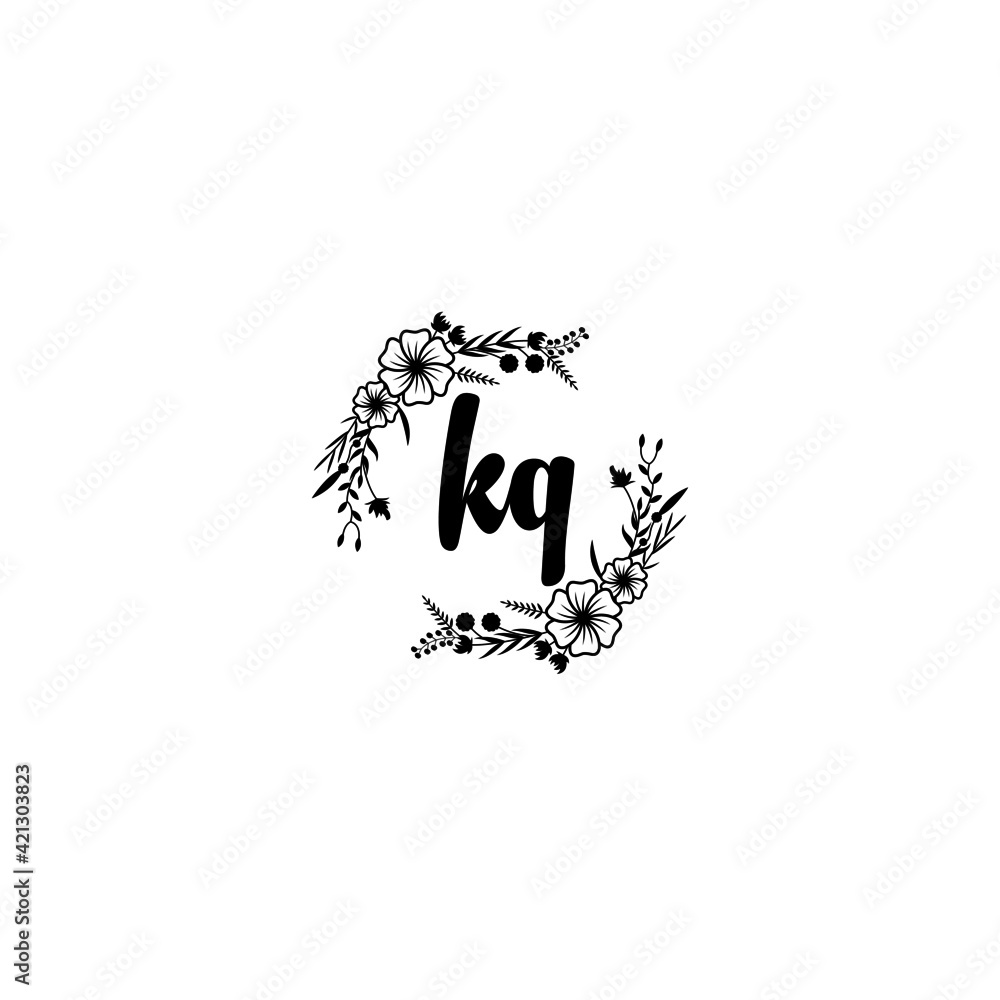 KQ initial letters Wedding monogram logos, hand drawn modern minimalistic and frame floral templates KQ initial letters Wedding monogram logos, hand drawn modern minimalistic and frame floral templates