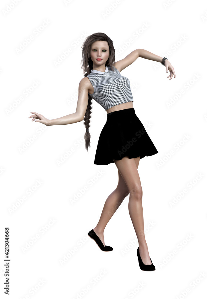 Illustration of a woman with a blank expression dancing isolated on a white background. Illustration of a woman with a blank expression dancing isolated on a white background.