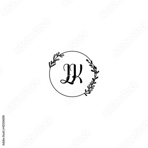 LK initial letters Wedding monogram logos  hand drawn modern minimalistic and frame floral templates