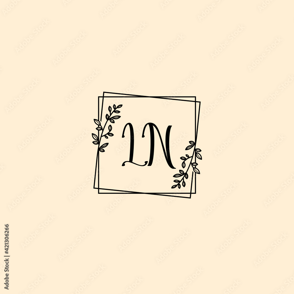 LN initial letters Wedding monogram logos, hand drawn modern minimalistic and frame floral templates LN initial letters Wedding monogram logos, hand drawn modern minimalistic and frame floral templates
