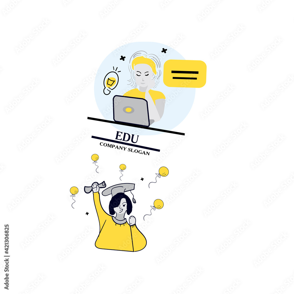 Academy vector logo design template. graduated people Academy vector logo design template. graduated people