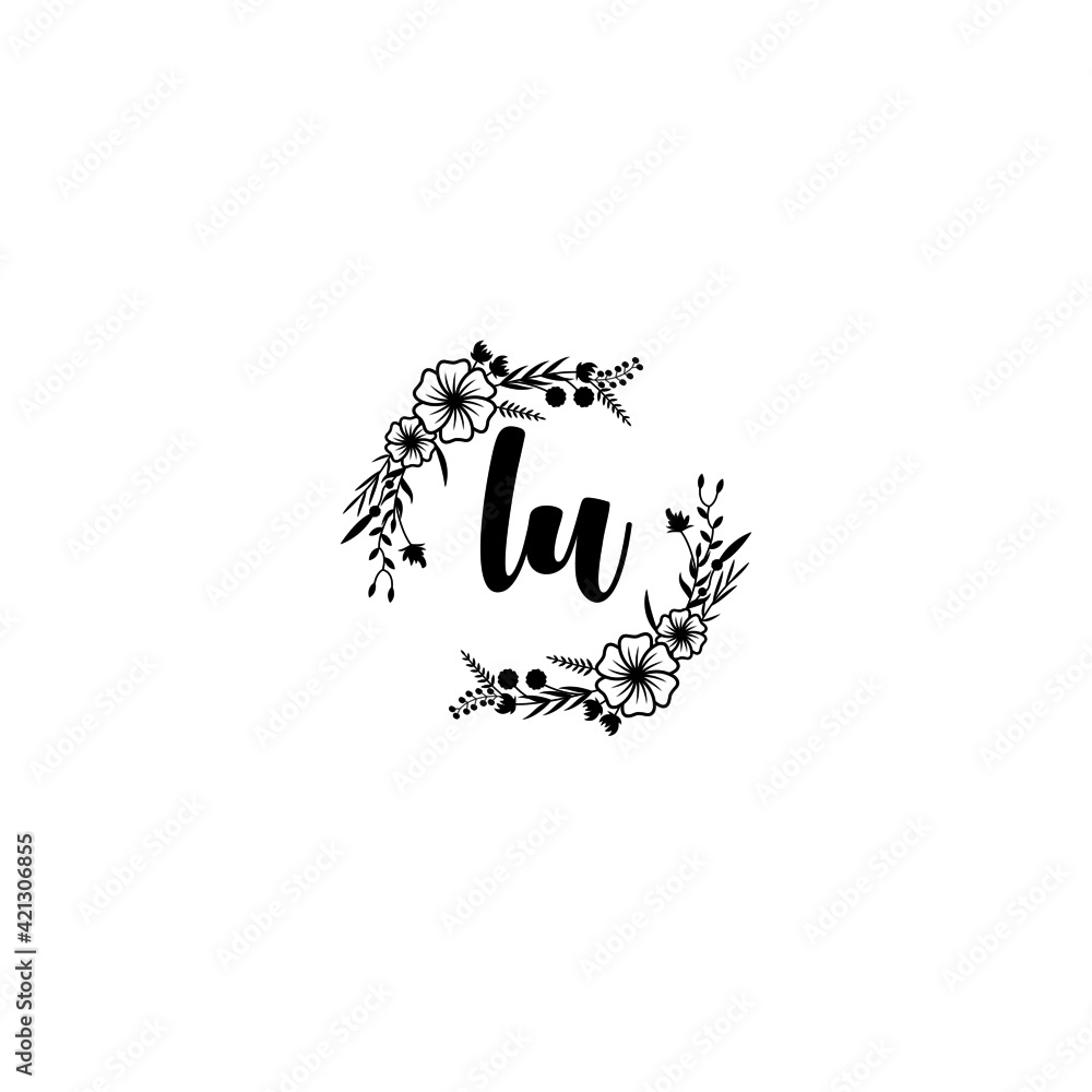 LU initial letters Wedding monogram logos, hand drawn modern minimalistic and frame floral templates LU initial letters Wedding monogram logos, hand drawn modern minimalistic and frame floral templates