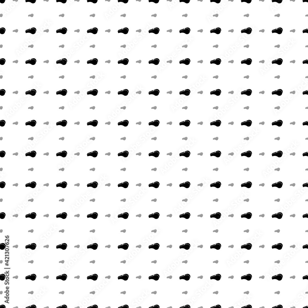 Square seamless background pattern from black sports whistle symbols are different sizes and opacity. The pattern is evenly filled. Vector illustration on white background