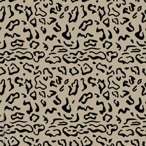 Vector seamless pattern of snow leopard skin. Background design, textile decoration, animalistic print.