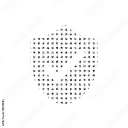 The protection mark symbol filled with black dots. Pointillism style. Vector illustration on white background