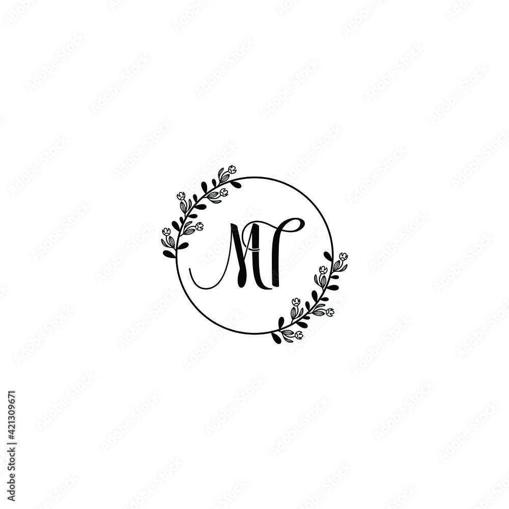 MT initial letters Wedding monogram logos, hand drawn modern minimalistic and frame floral templates MT initial letters Wedding monogram logos, hand drawn modern minimalistic and frame floral templates