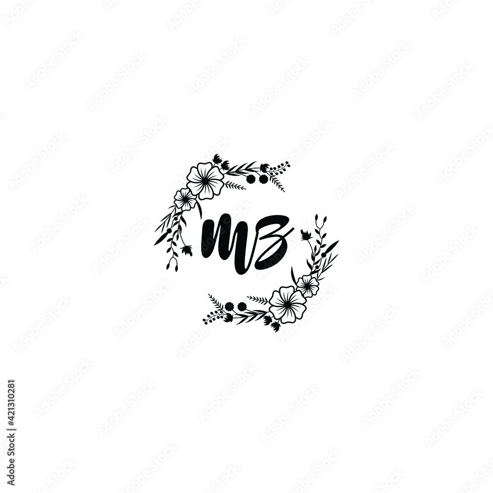 MZ initial letters Wedding monogram logos, hand drawn modern minimalistic and frame floral templates