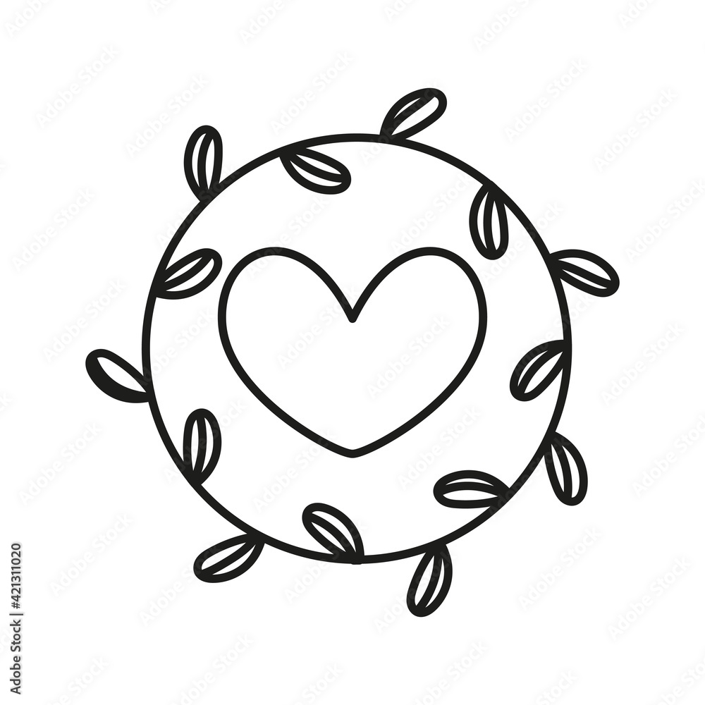 Isolated heart with crown of leaves - Vector Isolated heart with crown of leaves - Vector