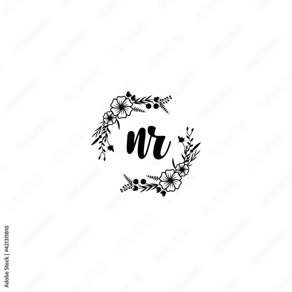 NR initial letters Wedding monogram logos, hand drawn modern minimalistic and frame floral templates NR initial letters Wedding monogram logos, hand drawn modern minimalistic and frame floral templates