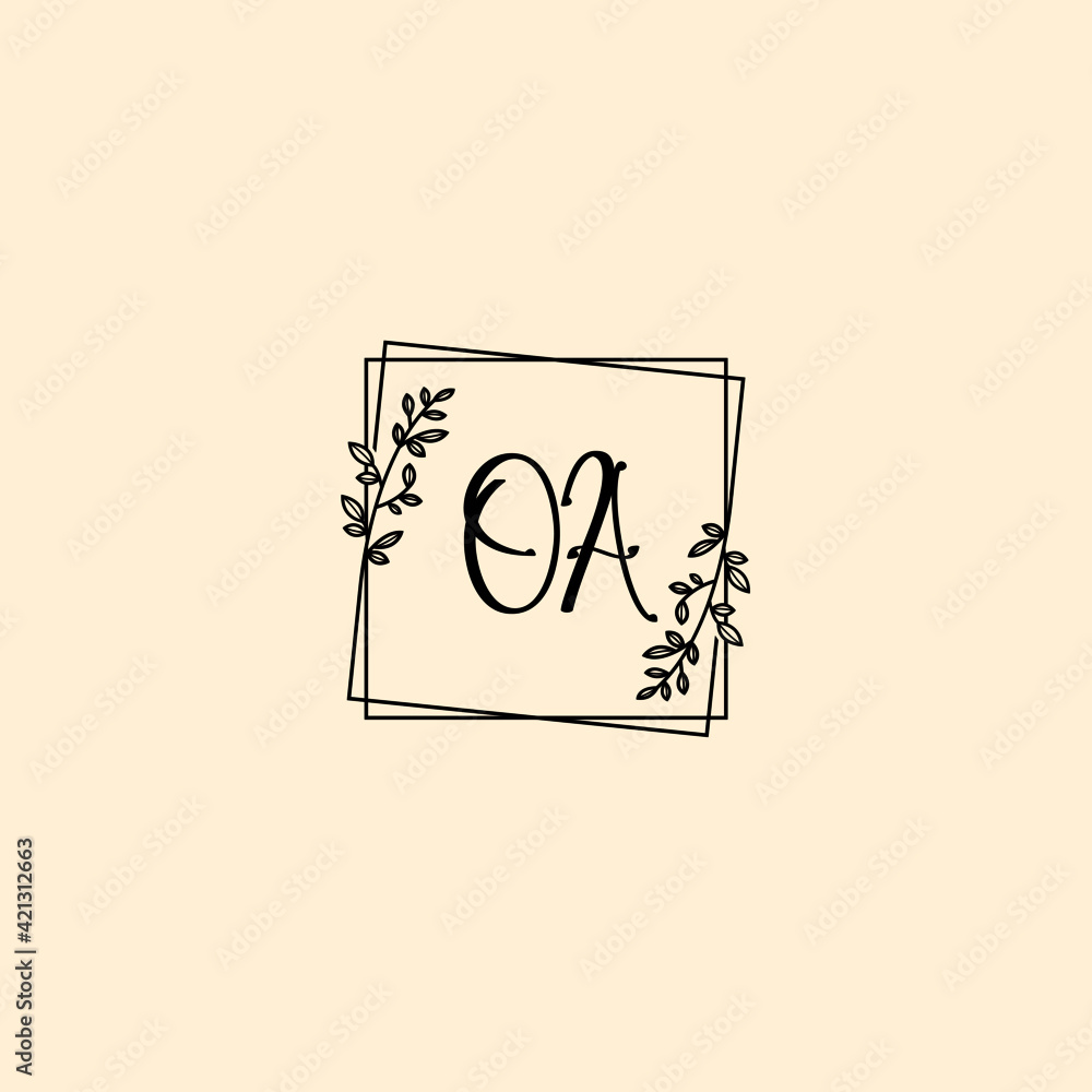 OA initial letters Wedding monogram logos, hand drawn modern minimalistic and frame floral templates OA initial letters Wedding monogram logos, hand drawn modern minimalistic and frame floral templates