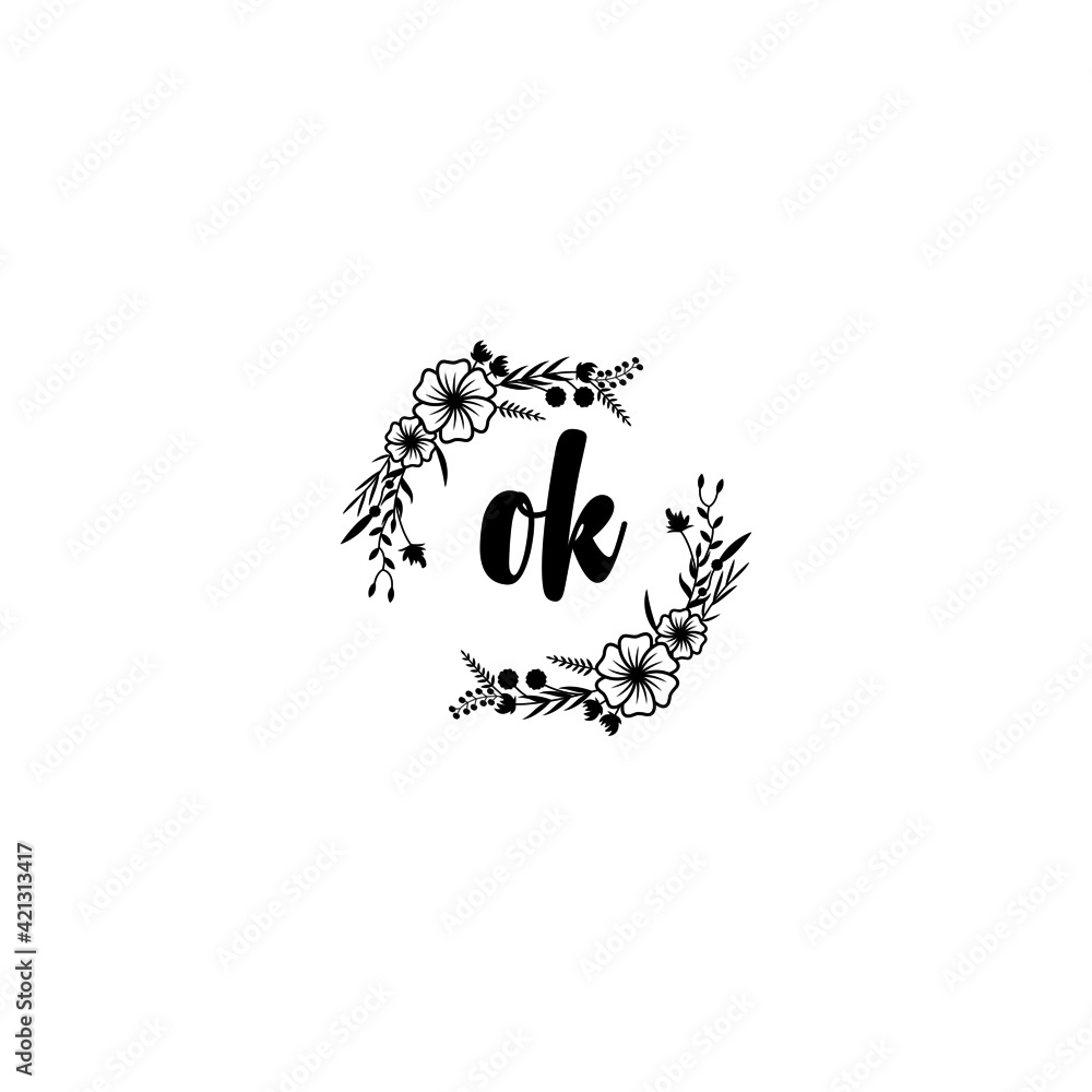 OK initial letters Wedding monogram logos, hand drawn modern minimalistic and frame floral templates OK initial letters Wedding monogram logos, hand drawn modern minimalistic and frame floral templates