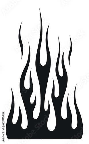 Hot rod flame silhouette blaze graphic for car hoods and roofs. Ideal for decal, sticker, stencil and tattoo design too.