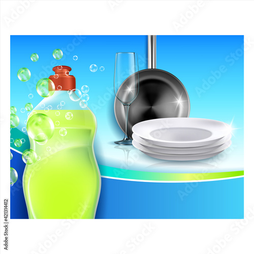 Dish Soap Liquid Creative Advertise Banner Vector