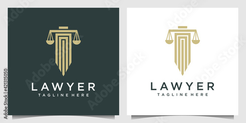 Lawyer logo design template with creative concept. symbol of the law