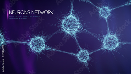 Neurons network, artificial intelligence digital brain synapse background. EPS 10 vector illustration.