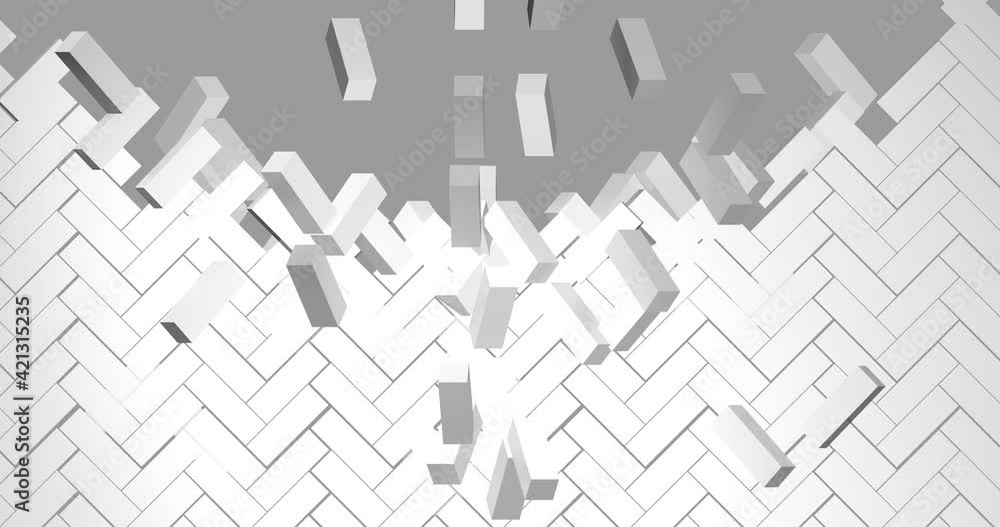 3D Herringbone style blocks building up. On gray background. 3D Herringbone style blocks building up. On gray background.