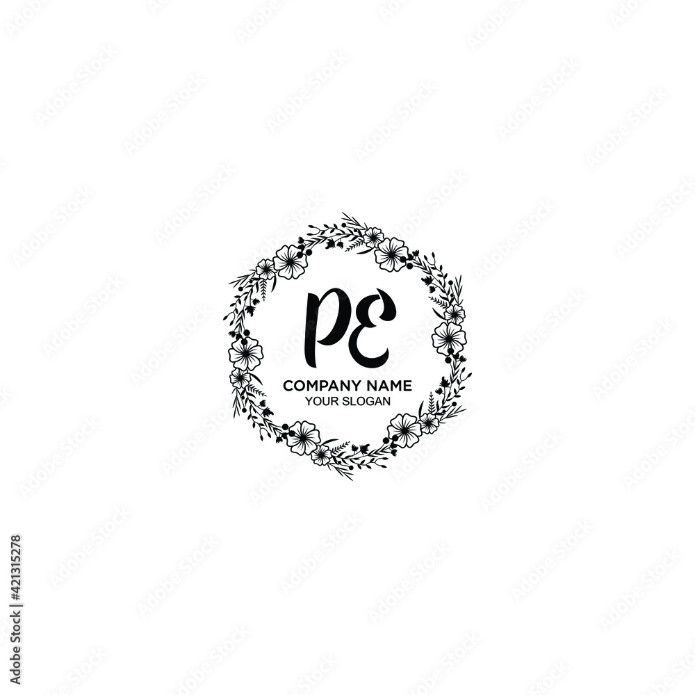 PE initial letters Wedding monogram logos, hand drawn modern minimalistic and frame floral templates PE initial letters Wedding monogram logos, hand drawn modern minimalistic and frame floral templates