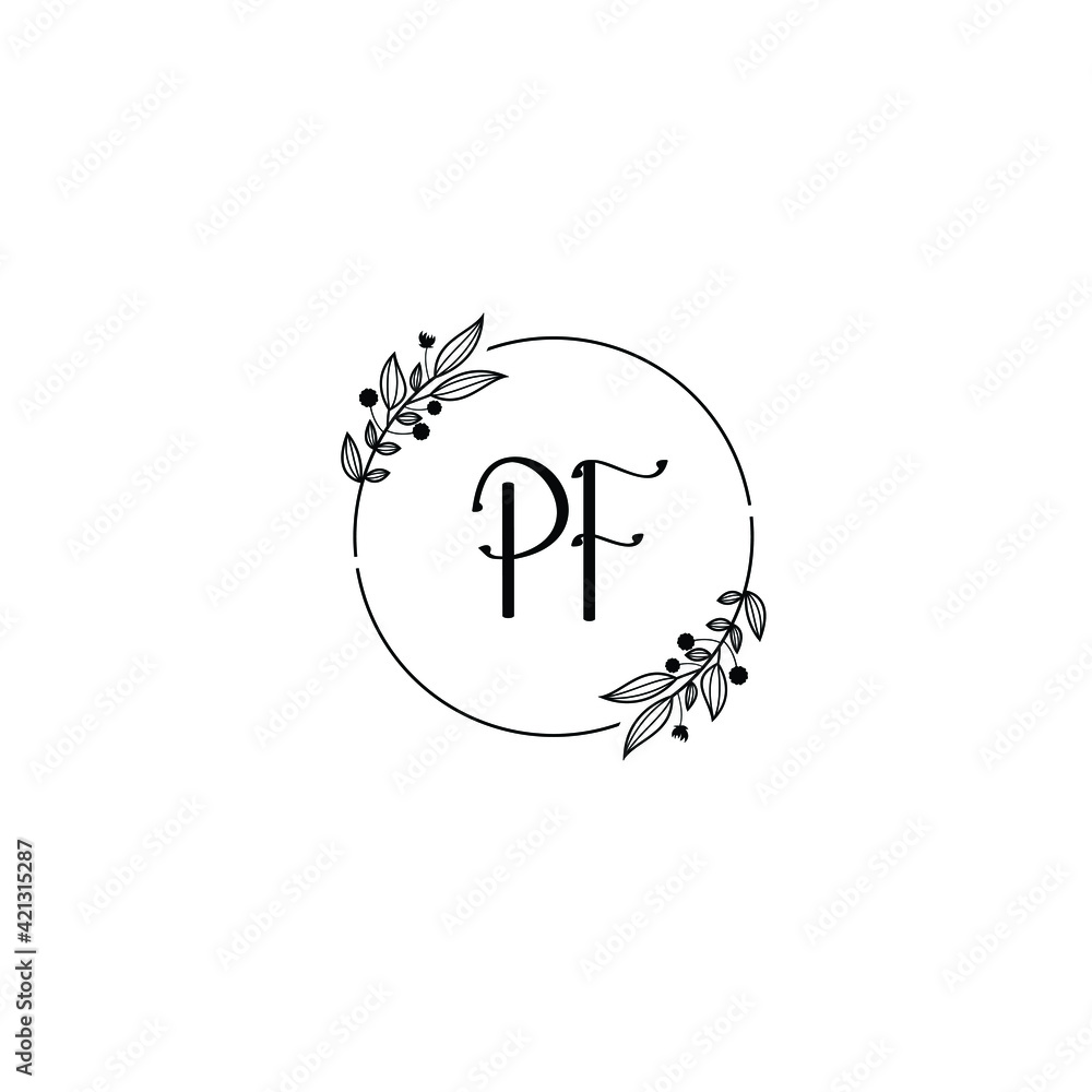 PF initial letters Wedding monogram logos, hand drawn modern minimalistic and frame floral templates PF initial letters Wedding monogram logos, hand drawn modern minimalistic and frame floral templates