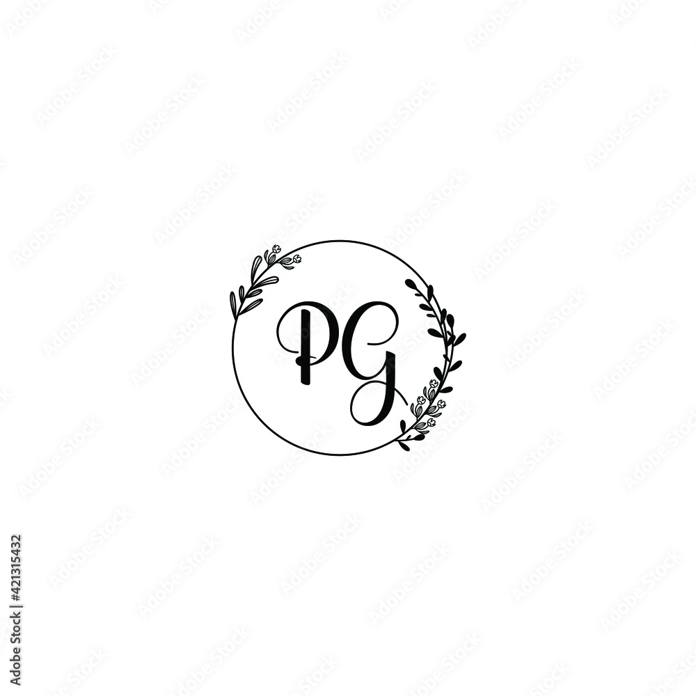 PG initial letters Wedding monogram logos, hand drawn modern minimalistic and frame floral templates PG initial letters Wedding monogram logos, hand drawn modern minimalistic and frame floral templates