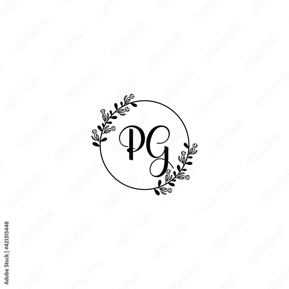 PG initial letters Wedding monogram logos, hand drawn modern minimalistic and frame floral templates PG initial letters Wedding monogram logos, hand drawn modern minimalistic and frame floral templates