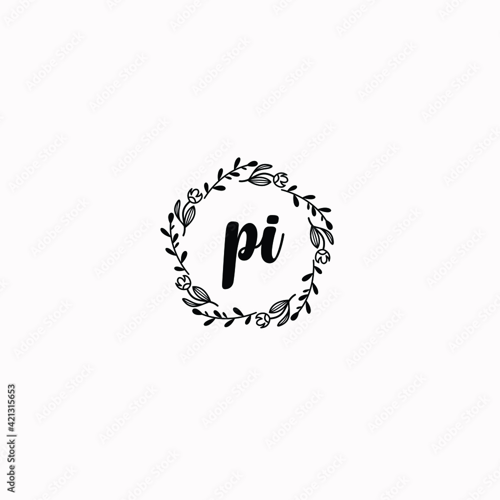 PI initial letters Wedding monogram logos, hand drawn modern minimalistic and frame floral templates PI initial letters Wedding monogram logos, hand drawn modern minimalistic and frame floral templates