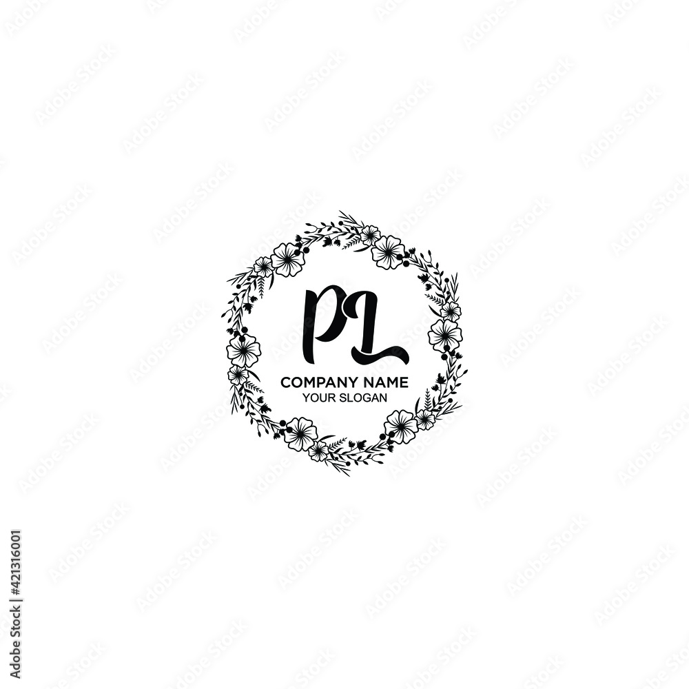 PL initial letters Wedding monogram logos, hand drawn modern minimalistic and frame floral templates PL initial letters Wedding monogram logos, hand drawn modern minimalistic and frame floral templates