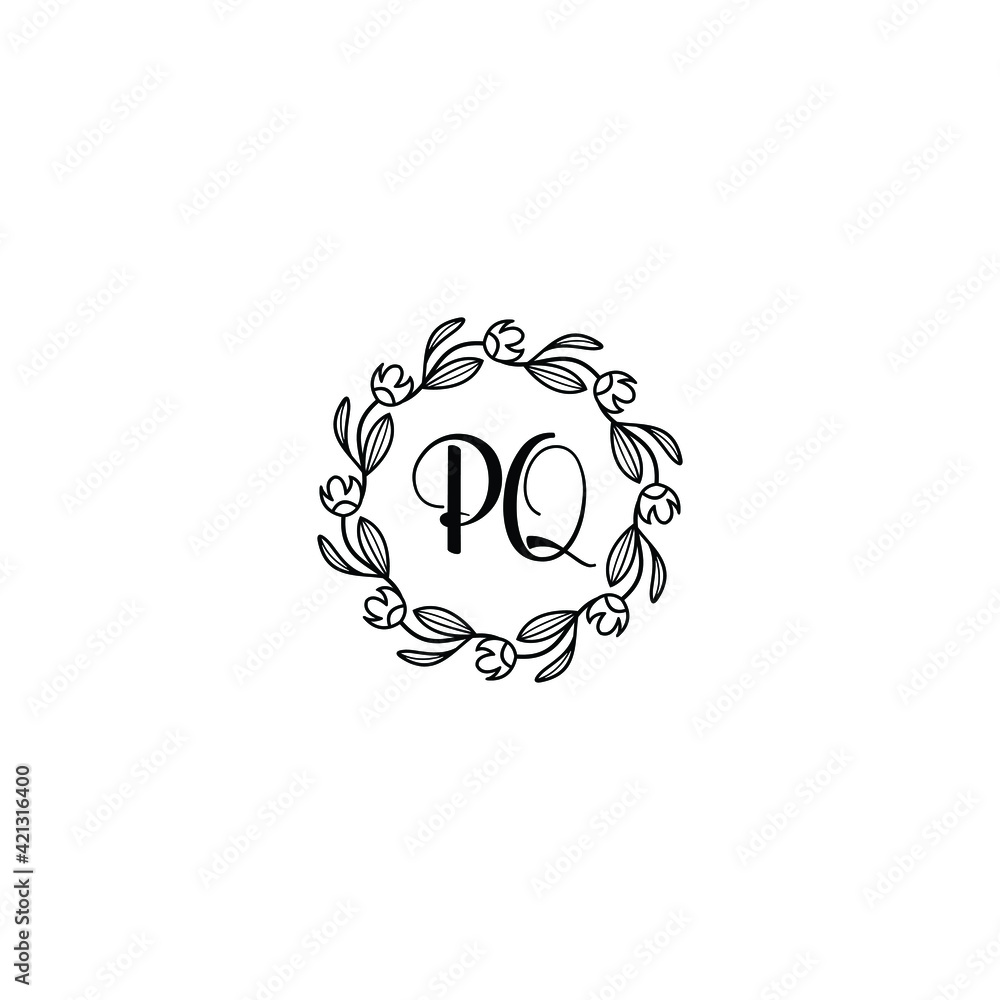 PQ initial letters Wedding monogram logos, hand drawn modern minimalistic and frame floral templates PQ initial letters Wedding monogram logos, hand drawn modern minimalistic and frame floral templates