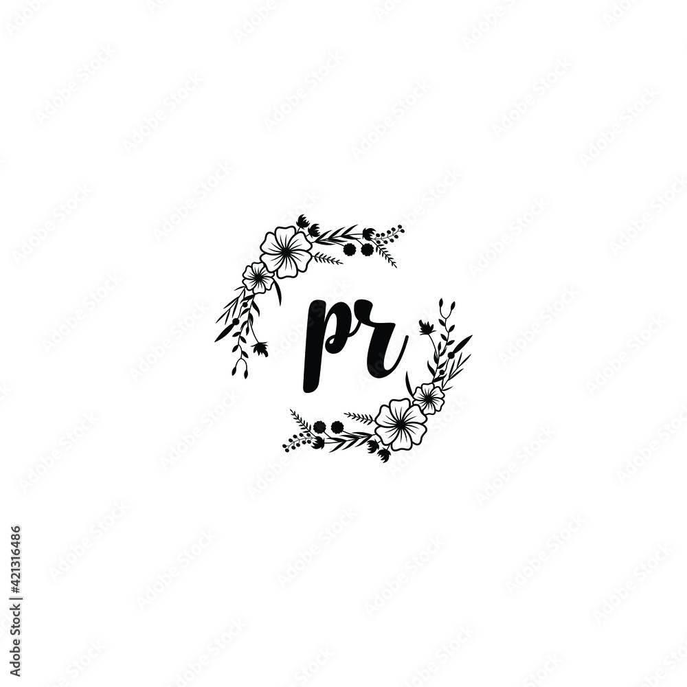 PR initial letters Wedding monogram logos, hand drawn modern minimalistic and frame floral templates PR initial letters Wedding monogram logos, hand drawn modern minimalistic and frame floral templates