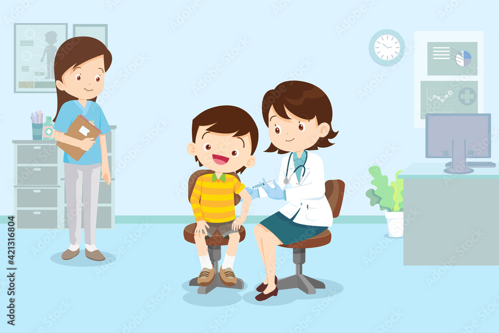 doctor injection vaccine for children boy in hospital doctor injection vaccine for children boy in hospital