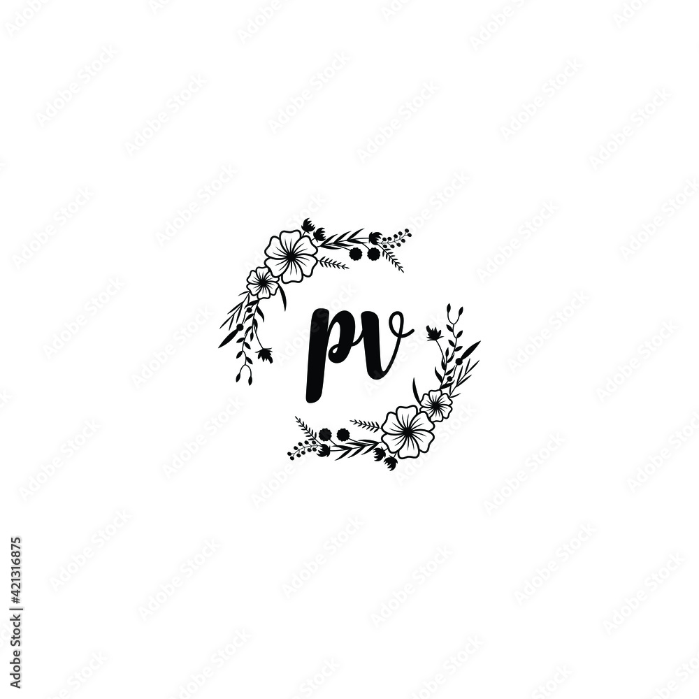 PV initial letters Wedding monogram logos, hand drawn modern minimalistic and frame floral templates PV initial letters Wedding monogram logos, hand drawn modern minimalistic and frame floral templates
