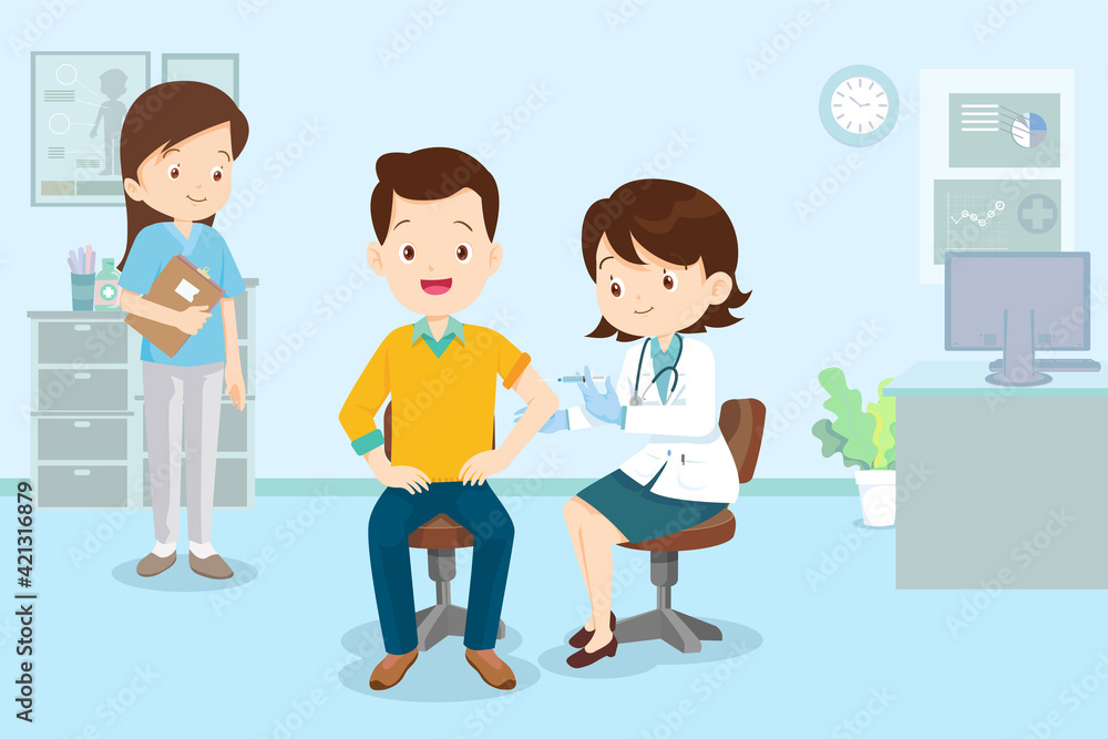 doctor injection vaccine for man in hospital doctor injection vaccine for man in hospital