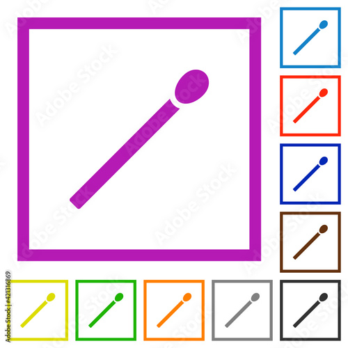 Matchstick flat framed icons