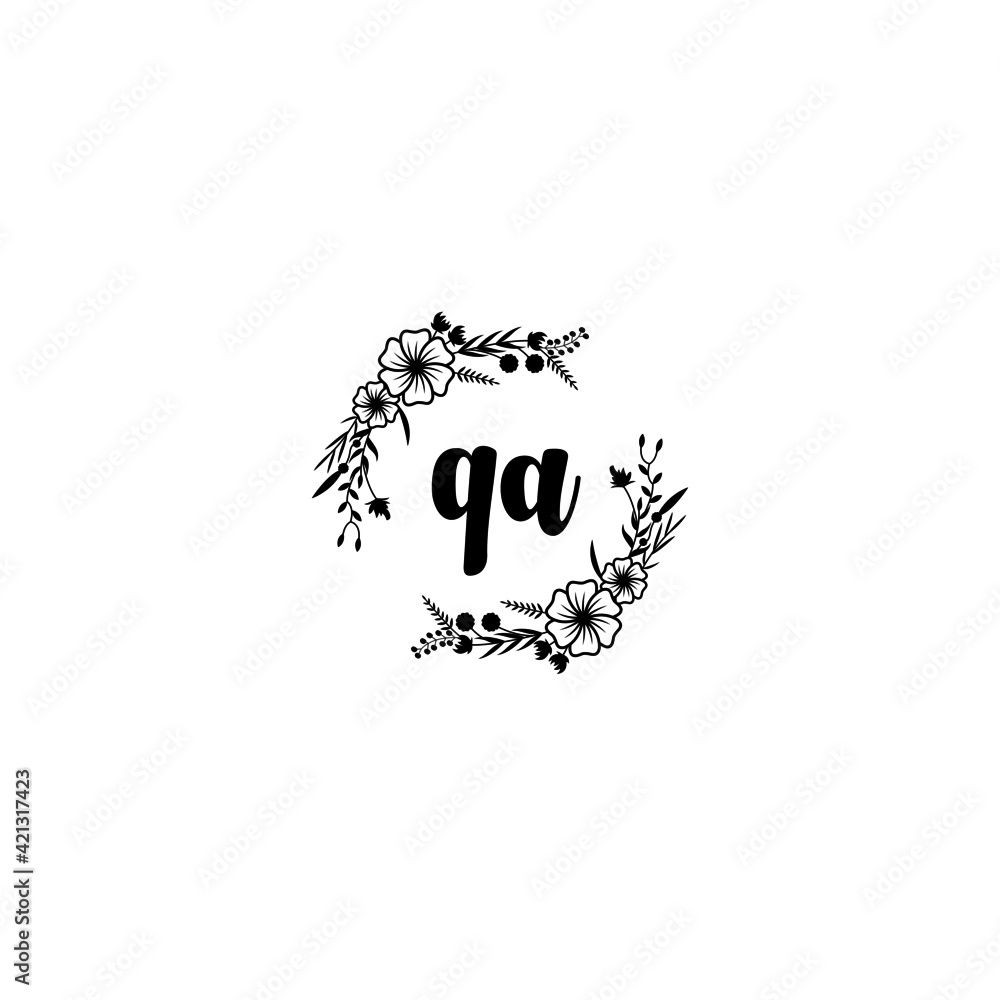 QA initial letters Wedding monogram logos, hand drawn modern minimalistic and frame floral templates QA initial letters Wedding monogram logos, hand drawn modern minimalistic and frame floral templates