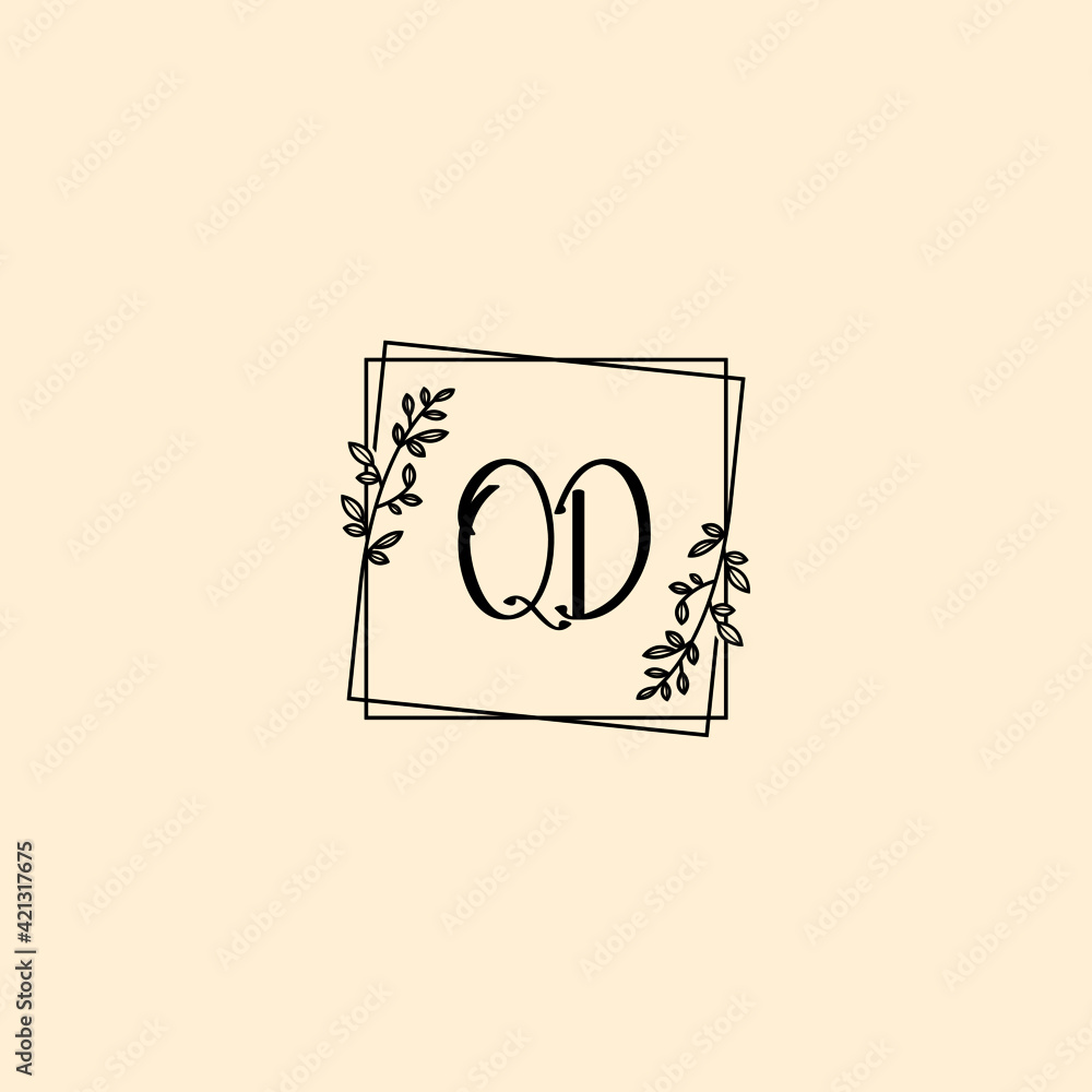 QD initial letters Wedding monogram logos, hand drawn modern minimalistic and frame floral templates QD initial letters Wedding monogram logos, hand drawn modern minimalistic and frame floral templates