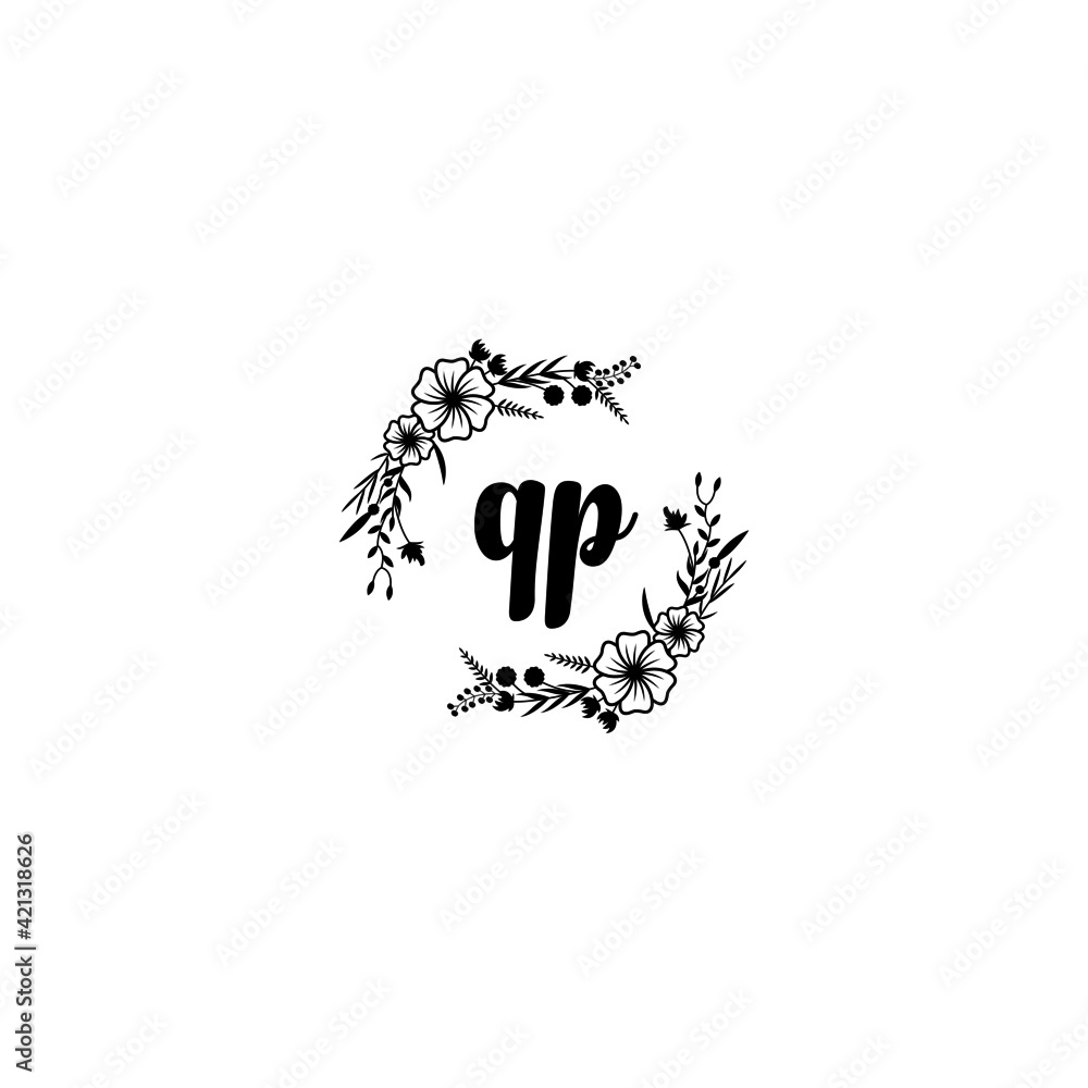 QP initial letters Wedding monogram logos, hand drawn modern minimalistic and frame floral templates QP initial letters Wedding monogram logos, hand drawn modern minimalistic and frame floral templates