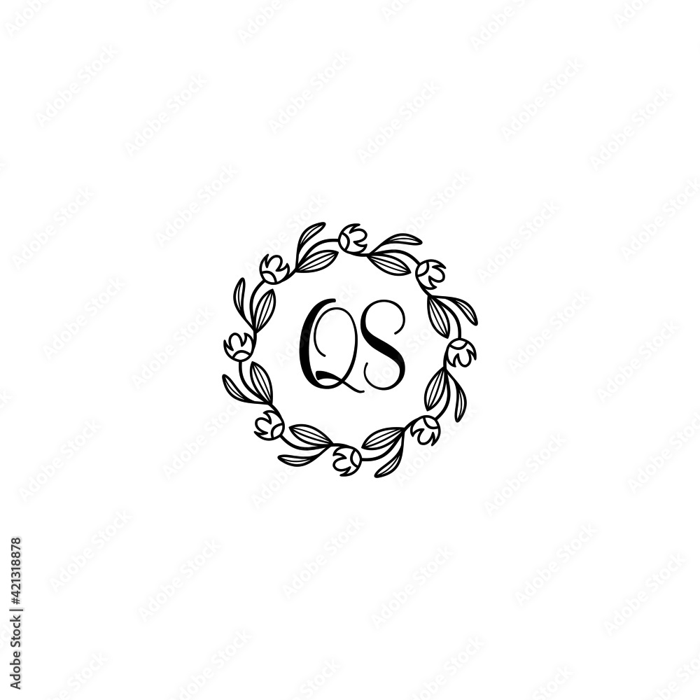 QS initial letters Wedding monogram logos, hand drawn modern minimalistic and frame floral templates QS initial letters Wedding monogram logos, hand drawn modern minimalistic and frame floral templates