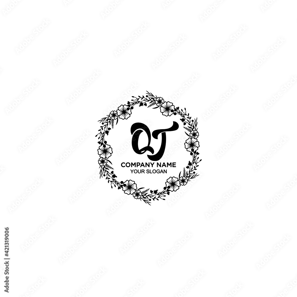 QT initial letters Wedding monogram logos, hand drawn modern minimalistic and frame floral templates QT initial letters Wedding monogram logos, hand drawn modern minimalistic and frame floral templates