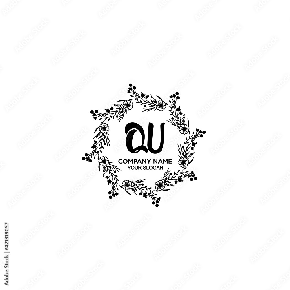 QU initial letters Wedding monogram logos, hand drawn modern minimalistic and frame floral templates QU initial letters Wedding monogram logos, hand drawn modern minimalistic and frame floral templates
