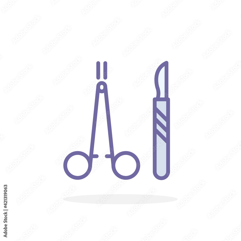 Surgical instruments icon in filled outline style. Surgical instruments icon in filled outline style.