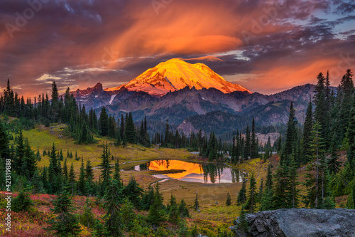 USA, Washington State, Mt. Rainier National Park at sunrise. photo