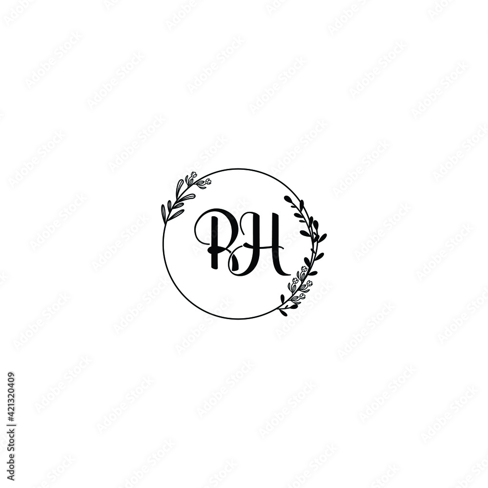 RH initial letters Wedding monogram logos, hand drawn modern minimalistic and frame floral templates RH initial letters Wedding monogram logos, hand drawn modern minimalistic and frame floral templates