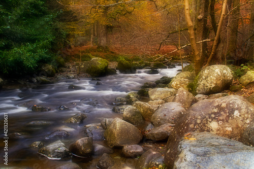 tranquil and peaceful  autumn streams and waterfalls in Lake District  in Cumbria  North England.